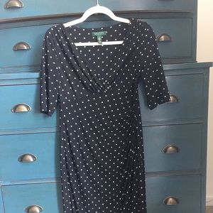 Ralph Lauren Black White Stars Jersey Faux Wrap